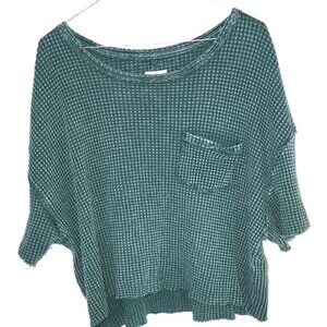 Urban Outfitters Pilcro Green Waffle Knit Oversized Cropped Short Sleeve Top XS
